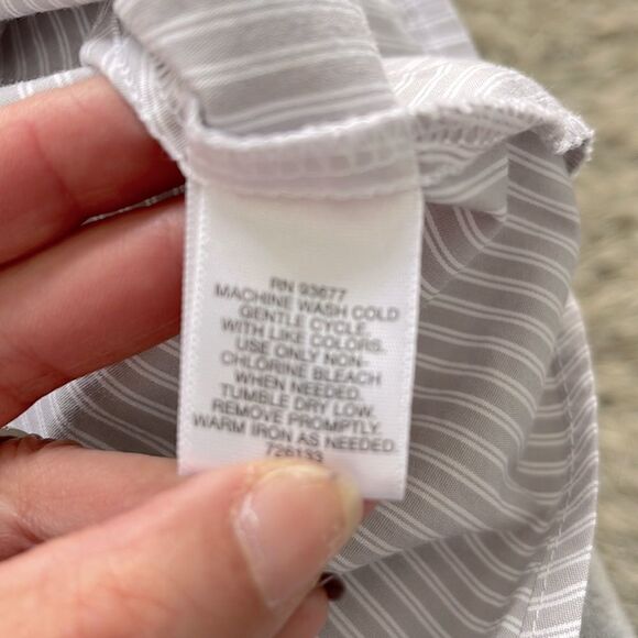 Liz Claiborne Button down shirt. Size Large. Gray striped Stretch - Picture 3 of 4